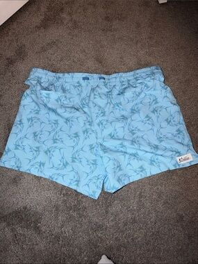 Bass Pro Shops Light Blue Marlin Print Swim Trunks